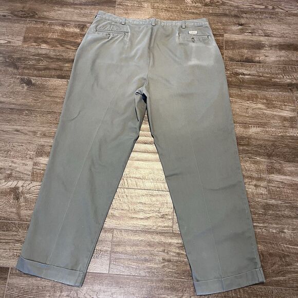 VTG Polo Ralph Lauren Pants Mens 42x32 Green Pant Pleated Cuffed Classic 90s - Picture 7 of 12